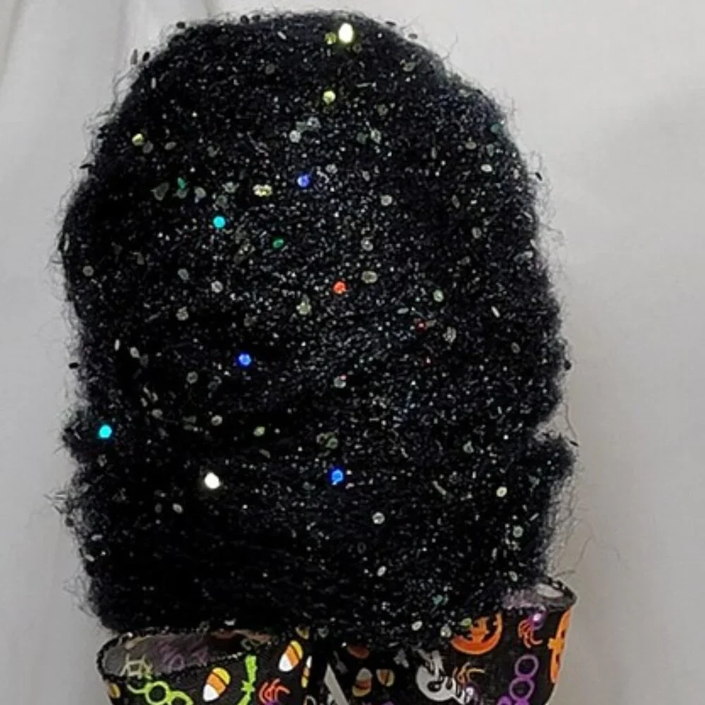 Decorative‎ Faux Iridescent Glittered Halloween Black Cotton Candy